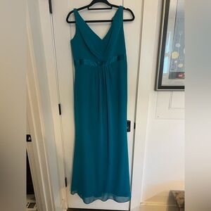 Teal Davids Bridal V Neck Dress